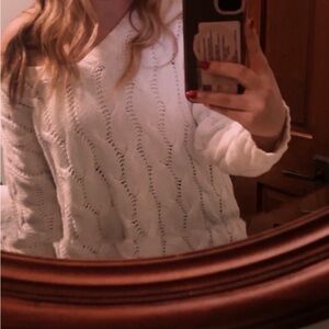Women's White Cable Knit Sweater